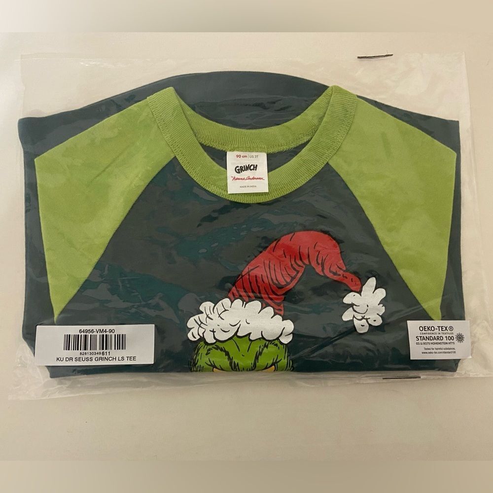 Hanna Andersson Dr. Seuss Grinch Green Sueded Jersey Tee Boys Size 90 US 3T NWT
